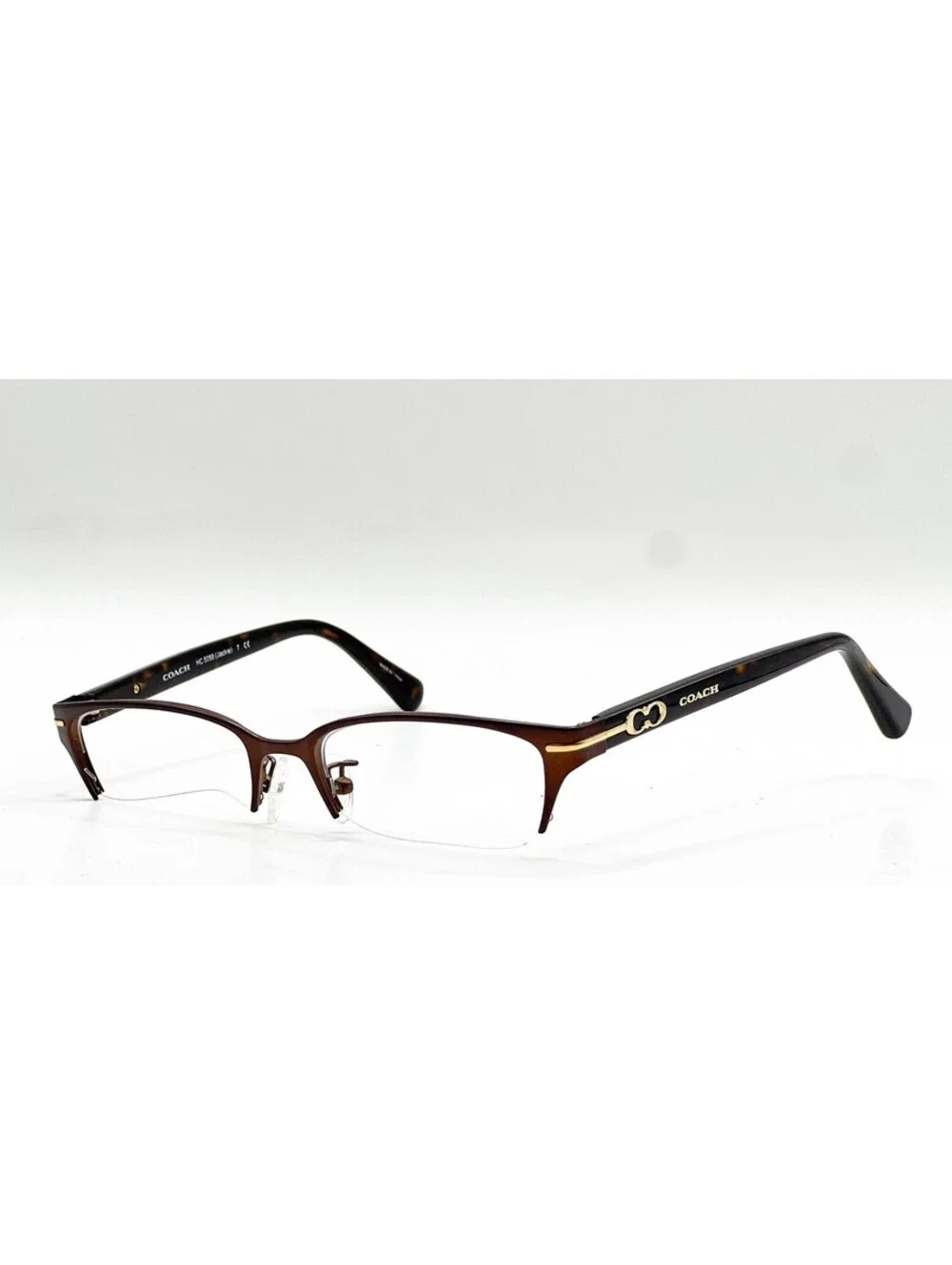 Coach HC 5058 9199 Satin Dark Brown Havana Cat Eye Eyeglass Frames 49-17-135